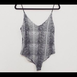 Grey snakeskin bodysuit